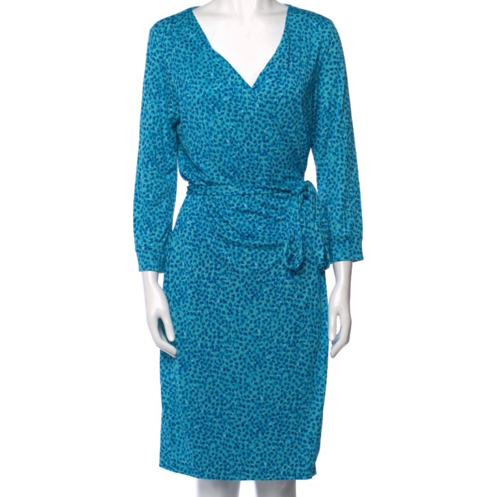 DVF Blue Silk Wrap Dress